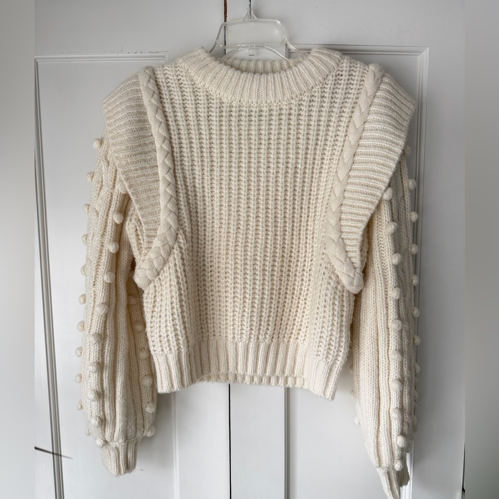 NWOT: FARM Rio-Shaker-Stitch Cropped Sweater
